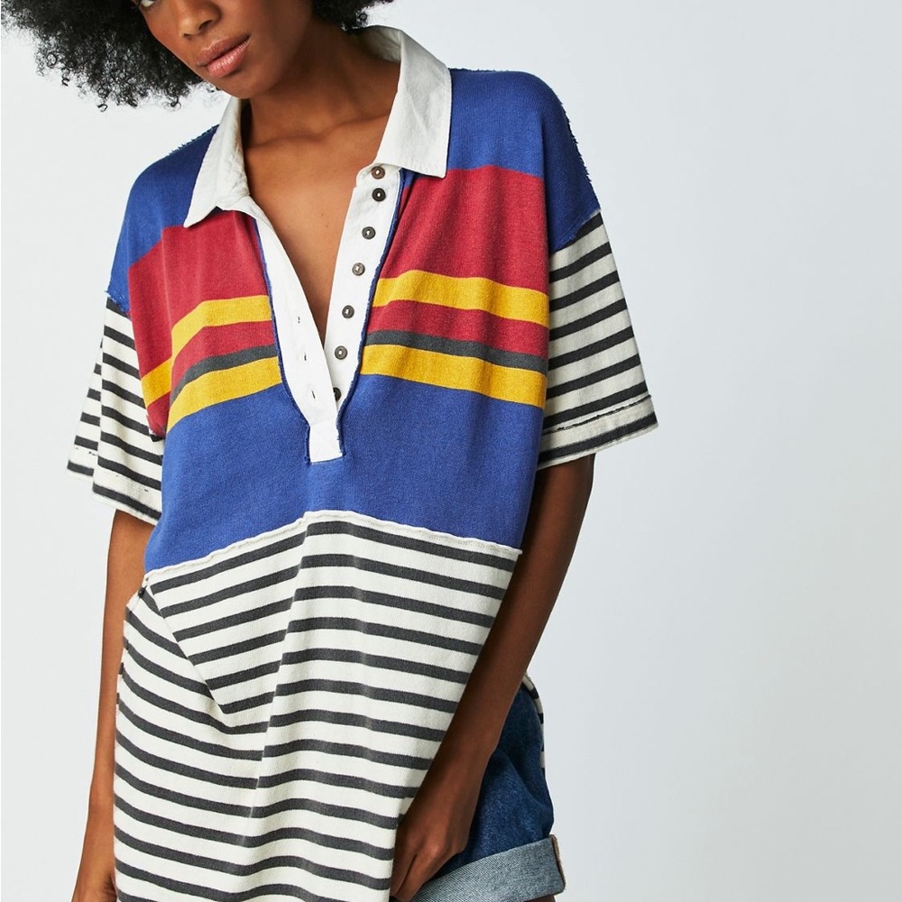 We The Free Colorful Striped Jersey Top